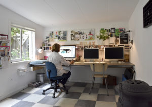 aan het werk achter de computer