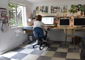 werkruimte in tuinhuis
